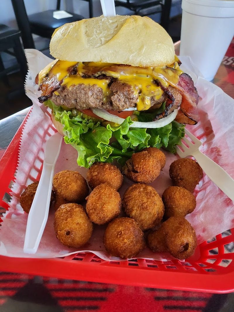 The Legendary Woody Burger with Horseradish Bacon Sauce