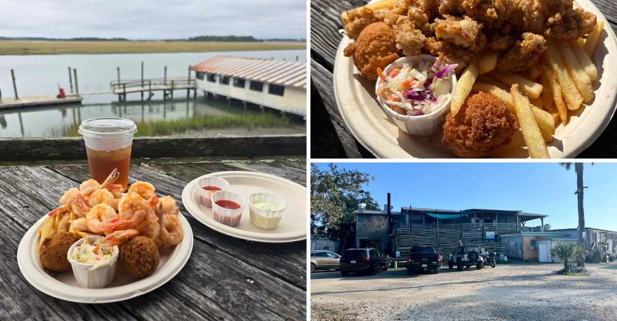 The best hush puppies in South Carolina are served at this no frills waterfront gem