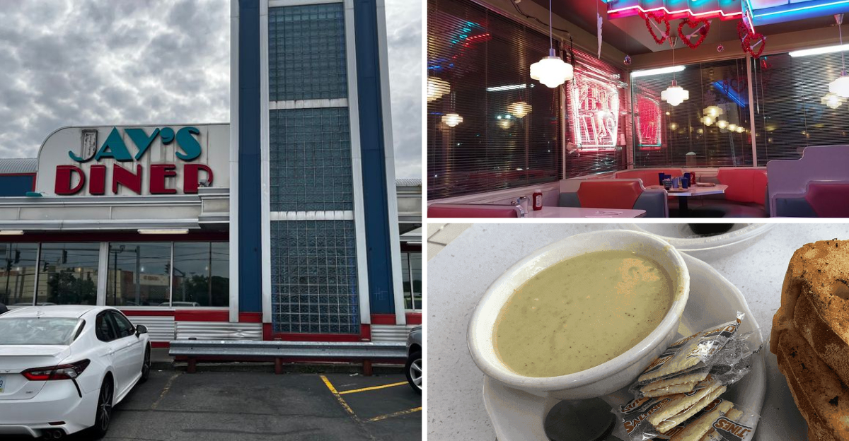 The clam chowder at this 1950s style New York diner is unbelievably delicious