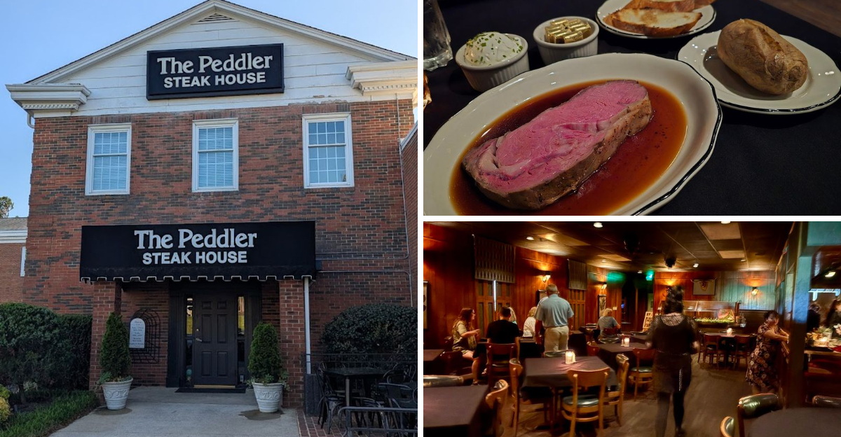 The prime rib at this classic North Carolina steakhouse is unbelievably flavorful