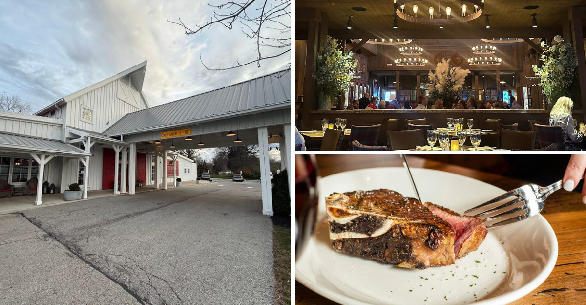 This charming barn style restaurant in Ohio serves unforgettable steaks and bourbon