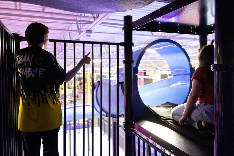 Zip Line Thrills Inside an Air-Conditioned Building