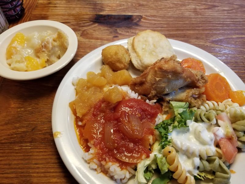 A Full Salad Bar Alongside the Hot Buffet Line