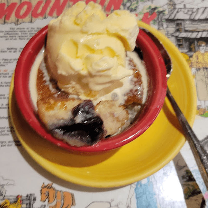 Blueberry Cobbler and Brownie Sundae for Dessert
