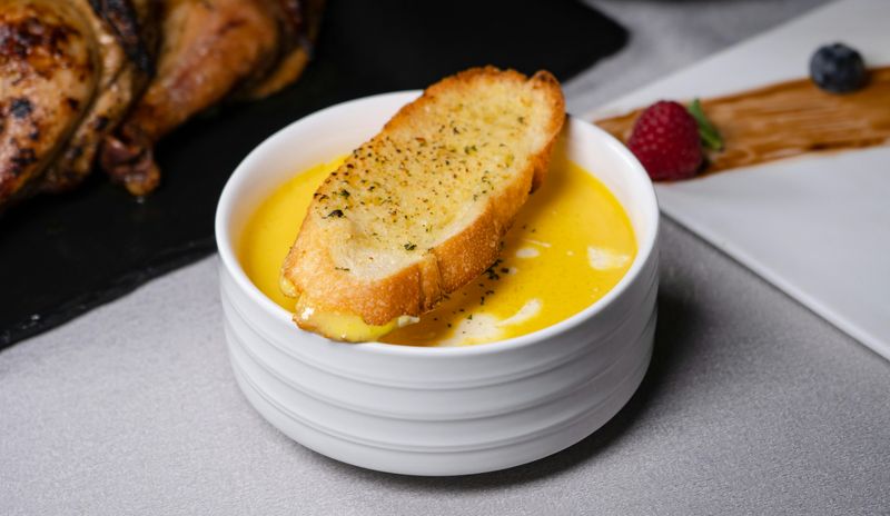 Canned soup with toast