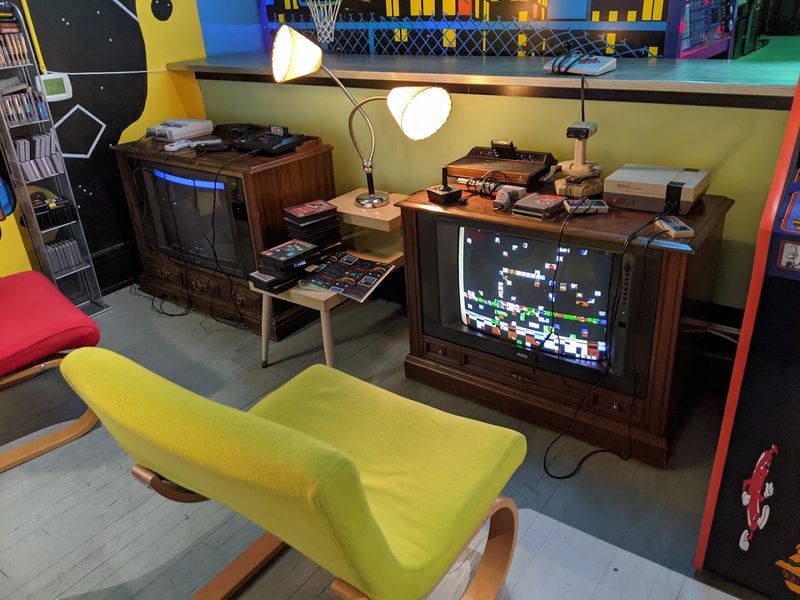 Console Gaming Corner With Vintage TVs