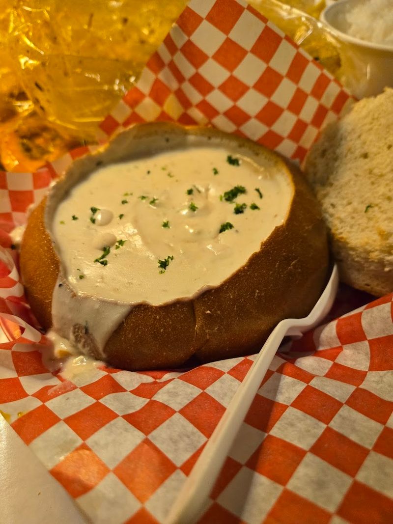 Lobster Bisque Served in a Warm Bread Bowl