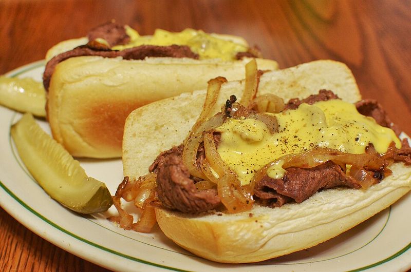 Pickles on sandwich