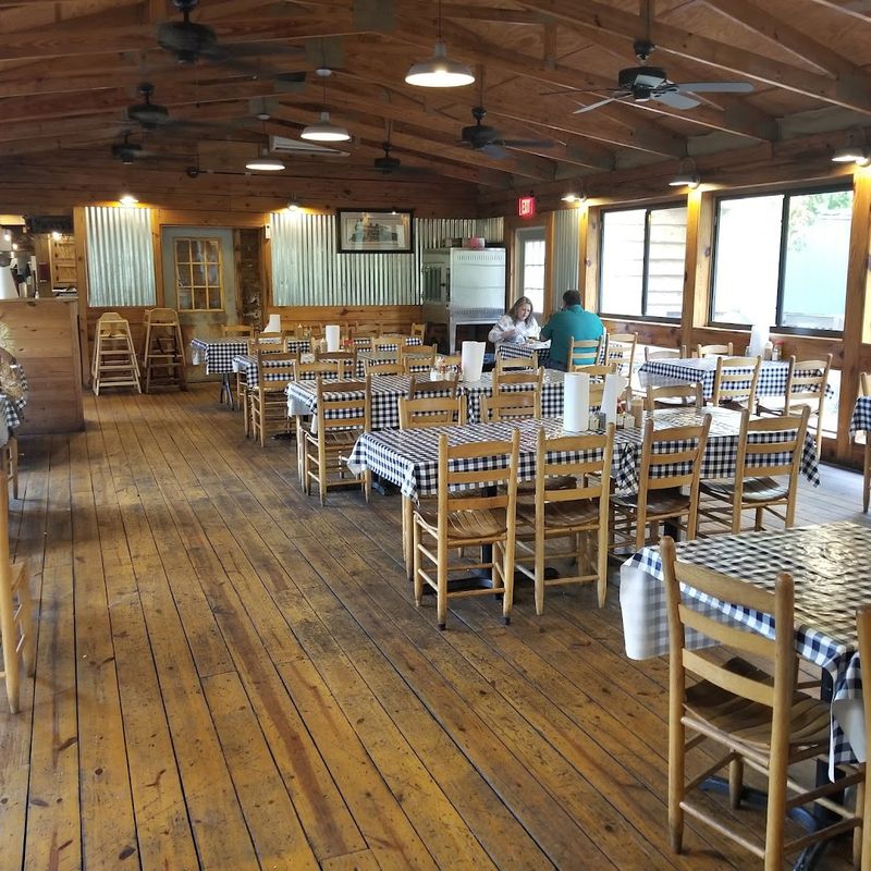 Red-and-White Checkered Tables and Rustic Cabin Charm