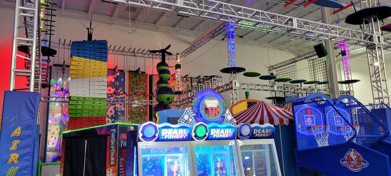 Rope Activity Course Suspended High Above the Floor