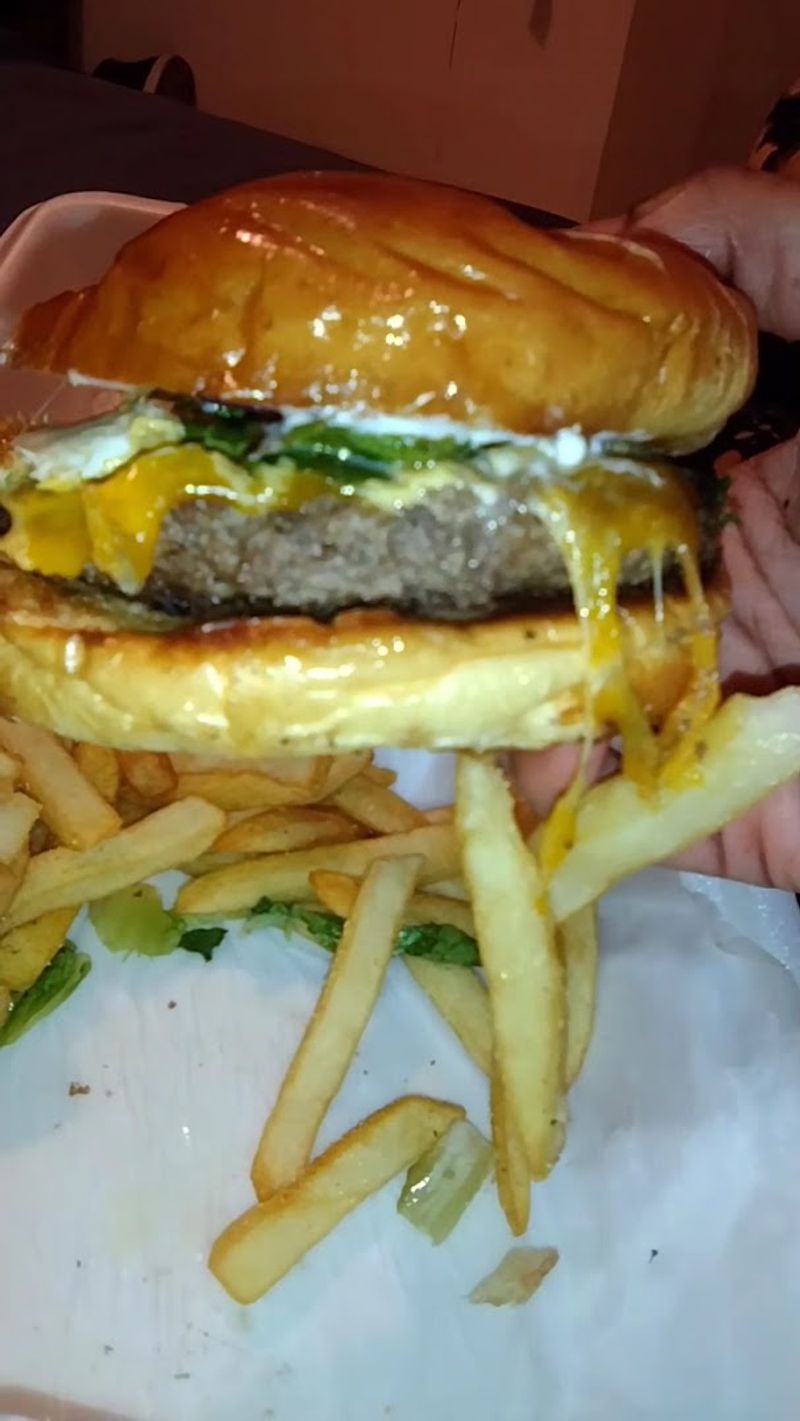 The Darkside Burger With a Fried Egg on Top