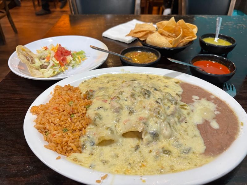 The Legendary Green Chile Chicken Enchiladas