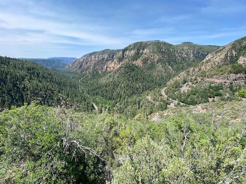 The Winding Switchback Highway Visible Far Below