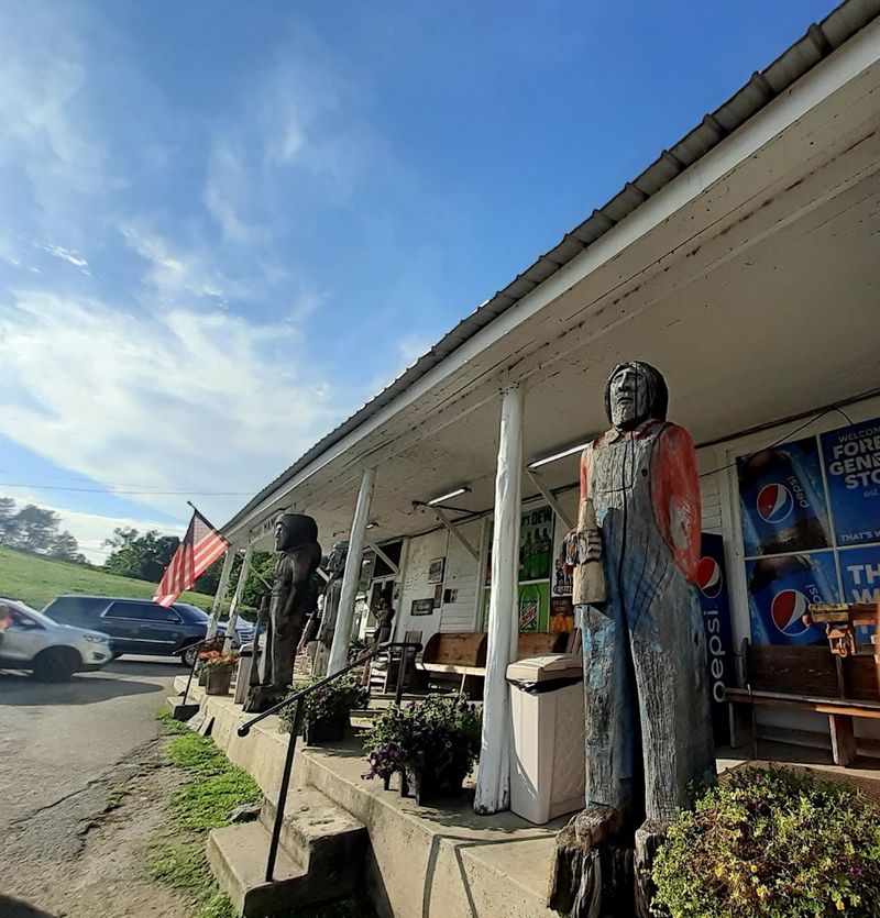 Wood-Carved Statues on the Front Porch