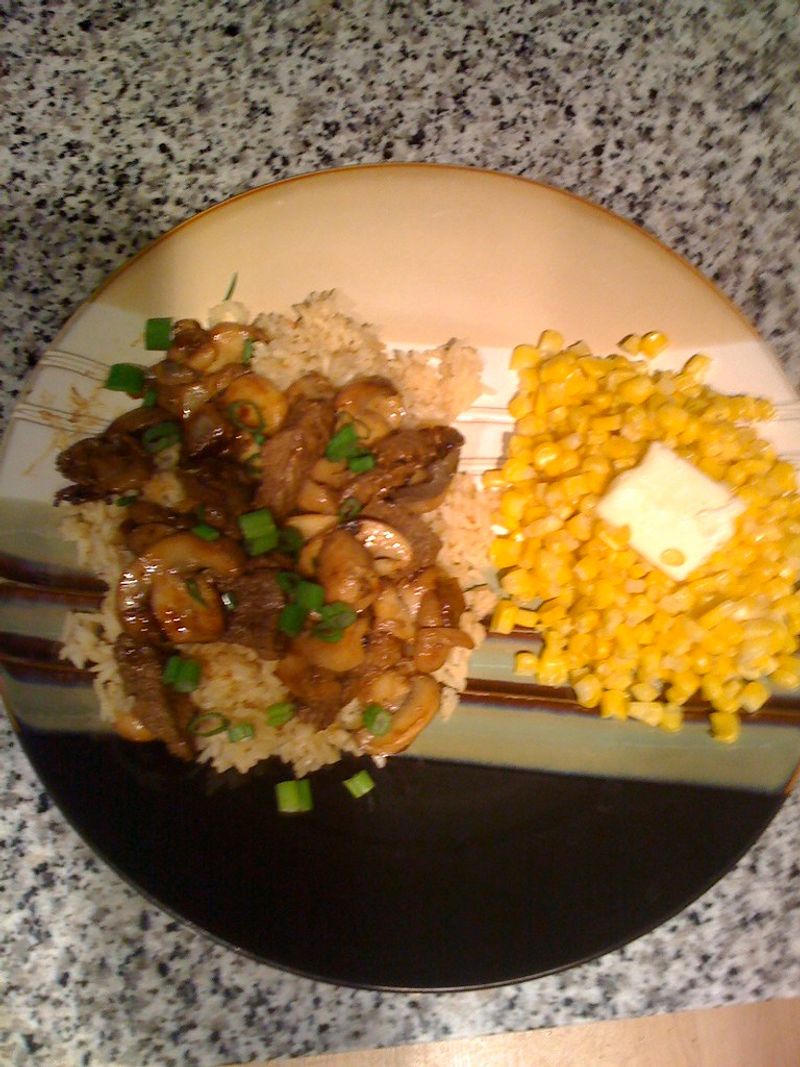 Beef tips over rice Beef tips over rice