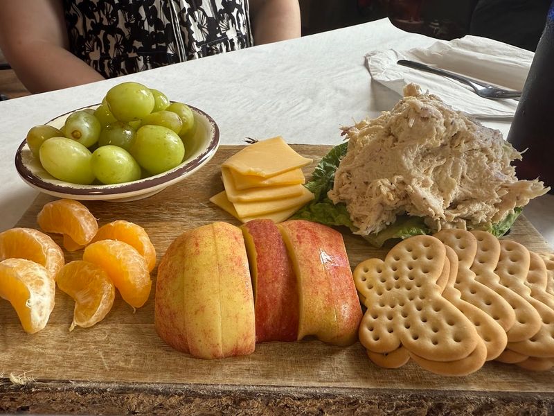 Chicken Salad Served on a Wooden Board