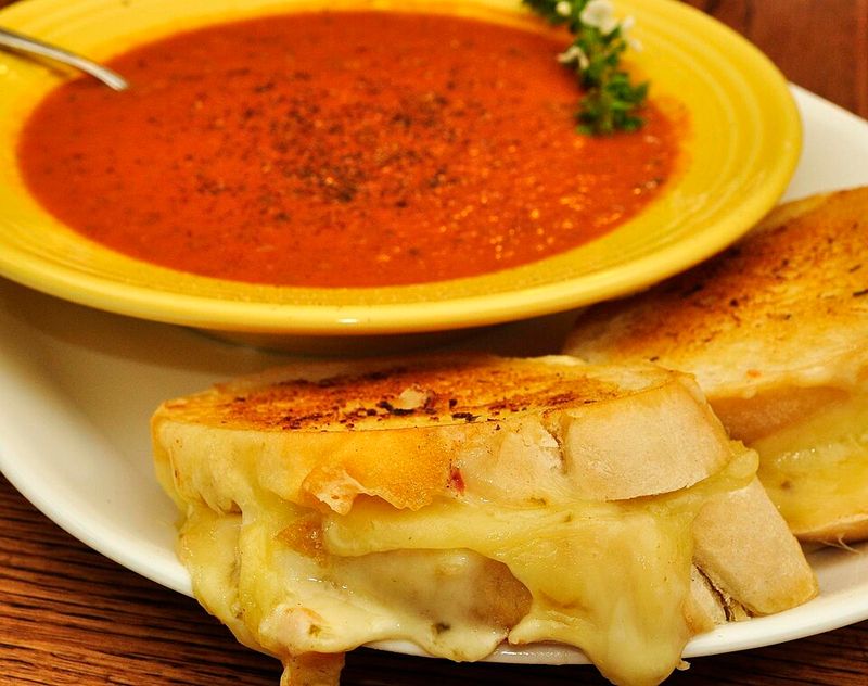 Classic Grilled Cheese Sandwich and Tomato Soup