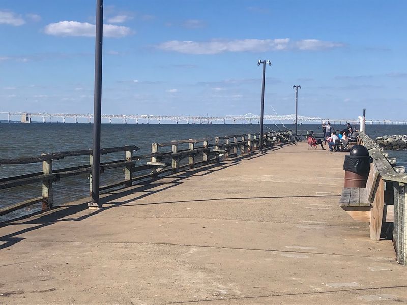 Fishing and Crabbing from a Long Concrete Pier