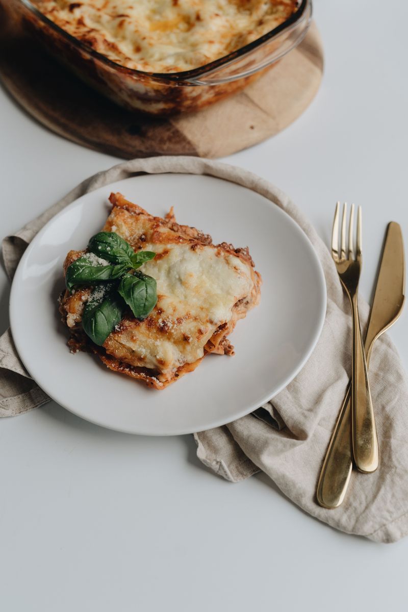 Homemade lasagna with three cheeses