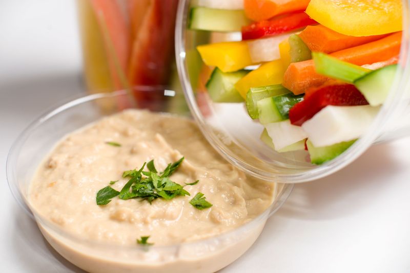 Hummus with Carrot and Cucumber Sticks