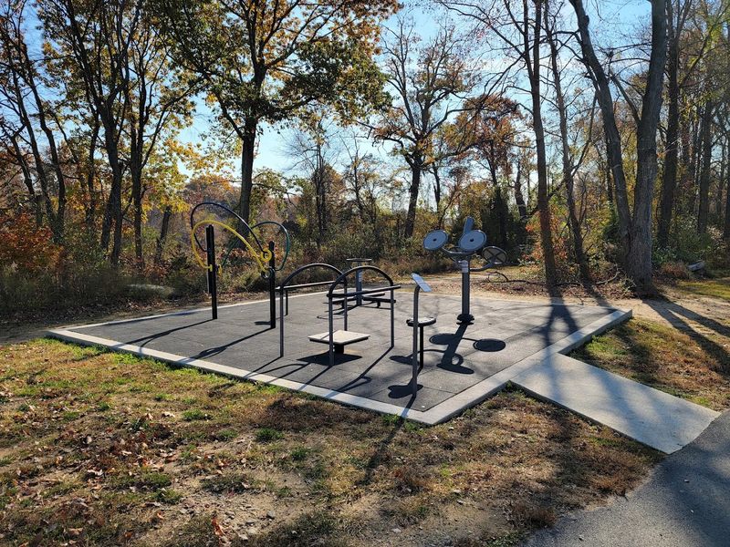 Outdoor Fitness Equipment Along the Trail