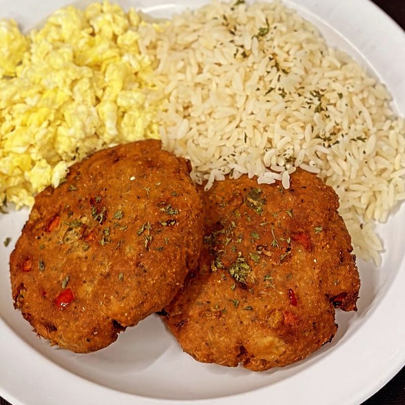 Salmon Croquettes With Grits and Eggs