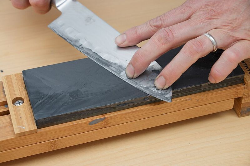 Sharpening knives regularly Sharpening knives regularly