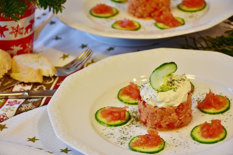 Smoked Salmon on Cucumber Rounds