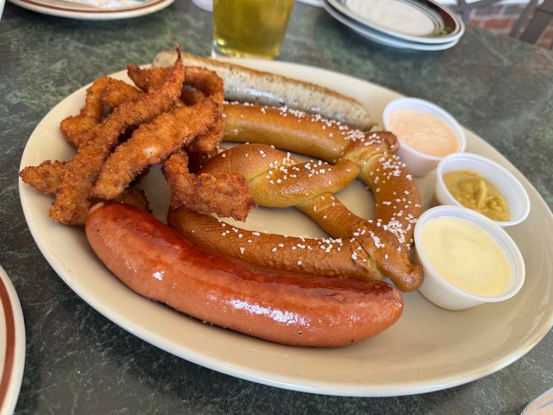 Soft Pretzel with Cheese Dip and Mustard