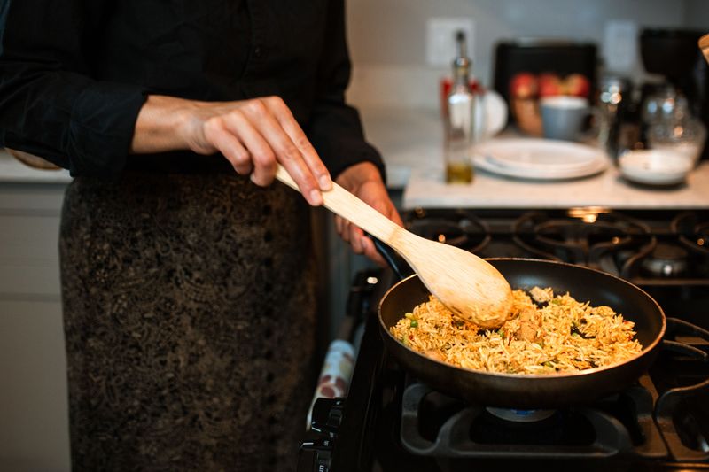 Stir with a wooden spoon