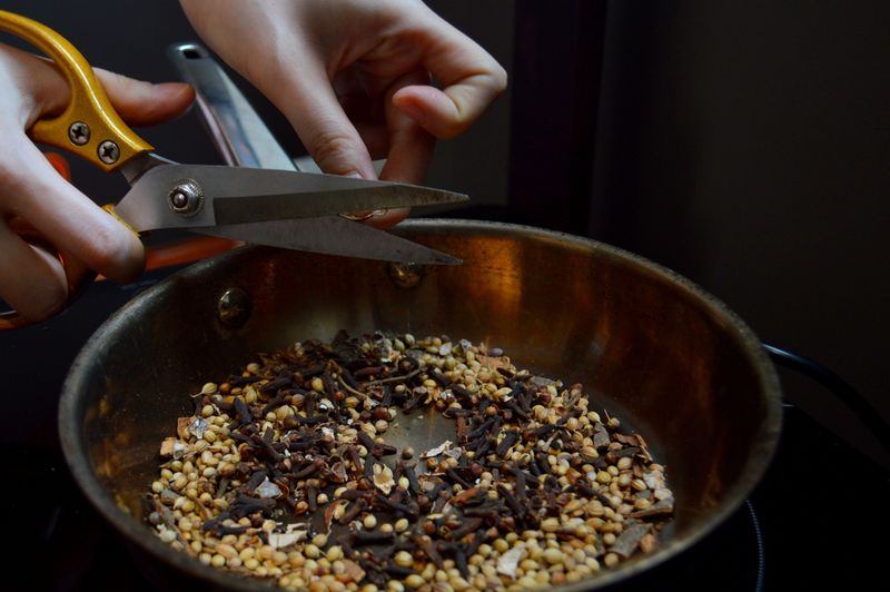 Toasting spices before cooking Toasting spices before cooking