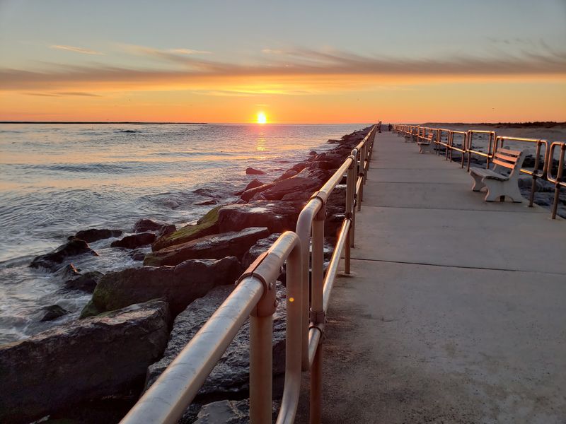 Walking the Scenic Boardwalk Along the Inlet