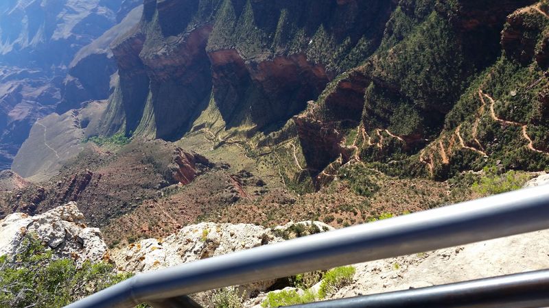 Watching Hikers on the Bright Angel Trail Below Watching Hikers on the Bright Angel Trail Below