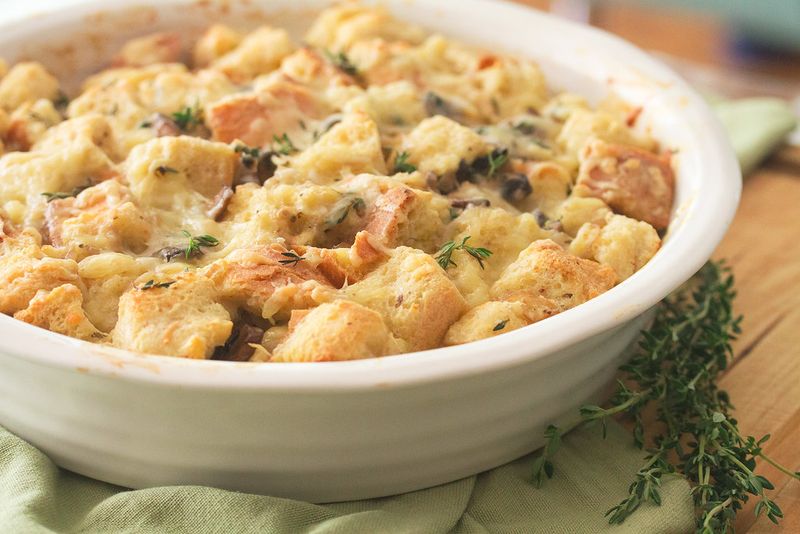 Wild Mushroom and Parmesan Bread Pudding
