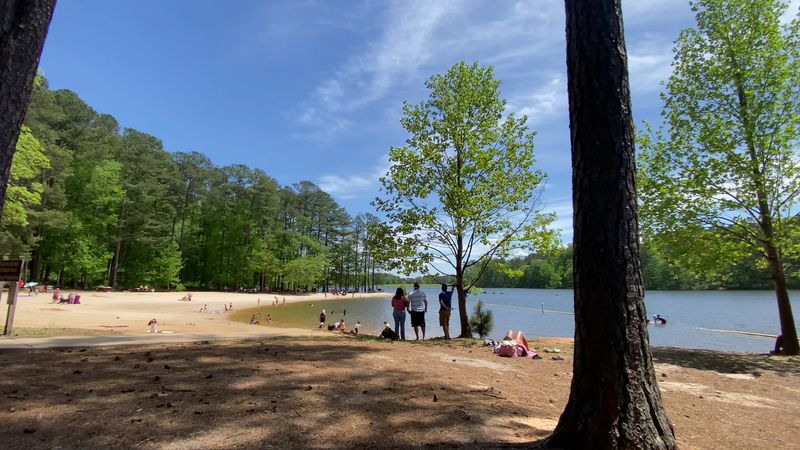 A Combed Sand Beach On A Freshwater Lake