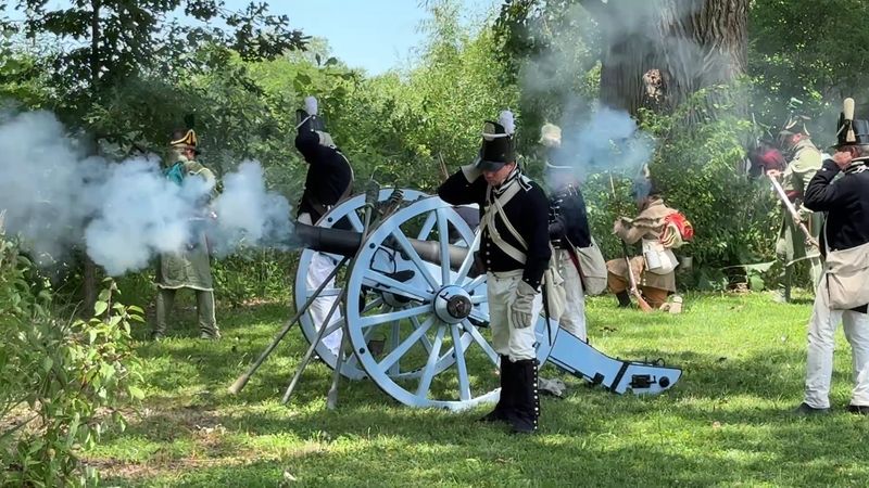 Cannon Fire And Smoke On Display