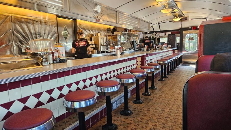 Counter Stools and Six Cozy Booths Counter Stools and Six Cozy Booths