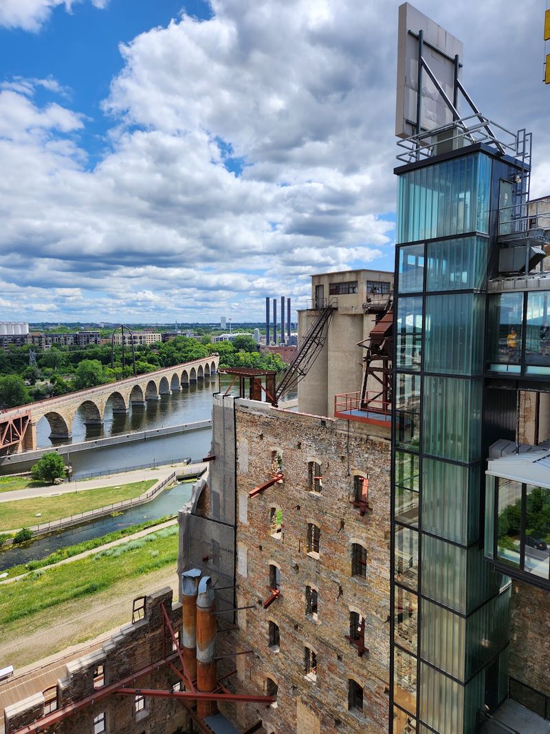 Rooftop Views of the River and the Stone Arch Bridge