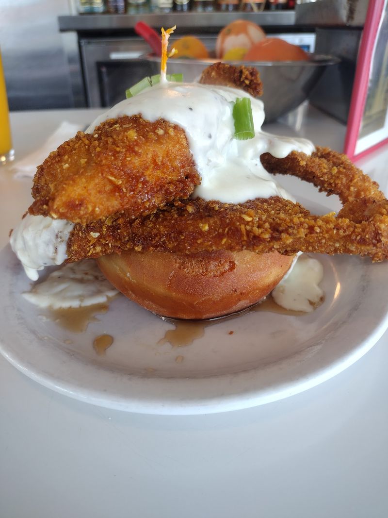 The Gary Cooper, A Donut Topped With Fried Chicken
