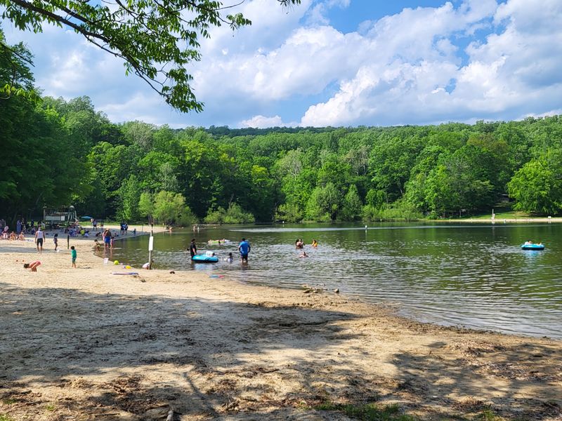 The Lake And Its Sandy Beach