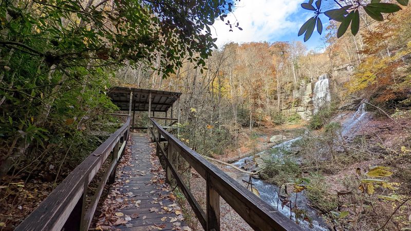 Twin Waterfalls From a Covered Overlook