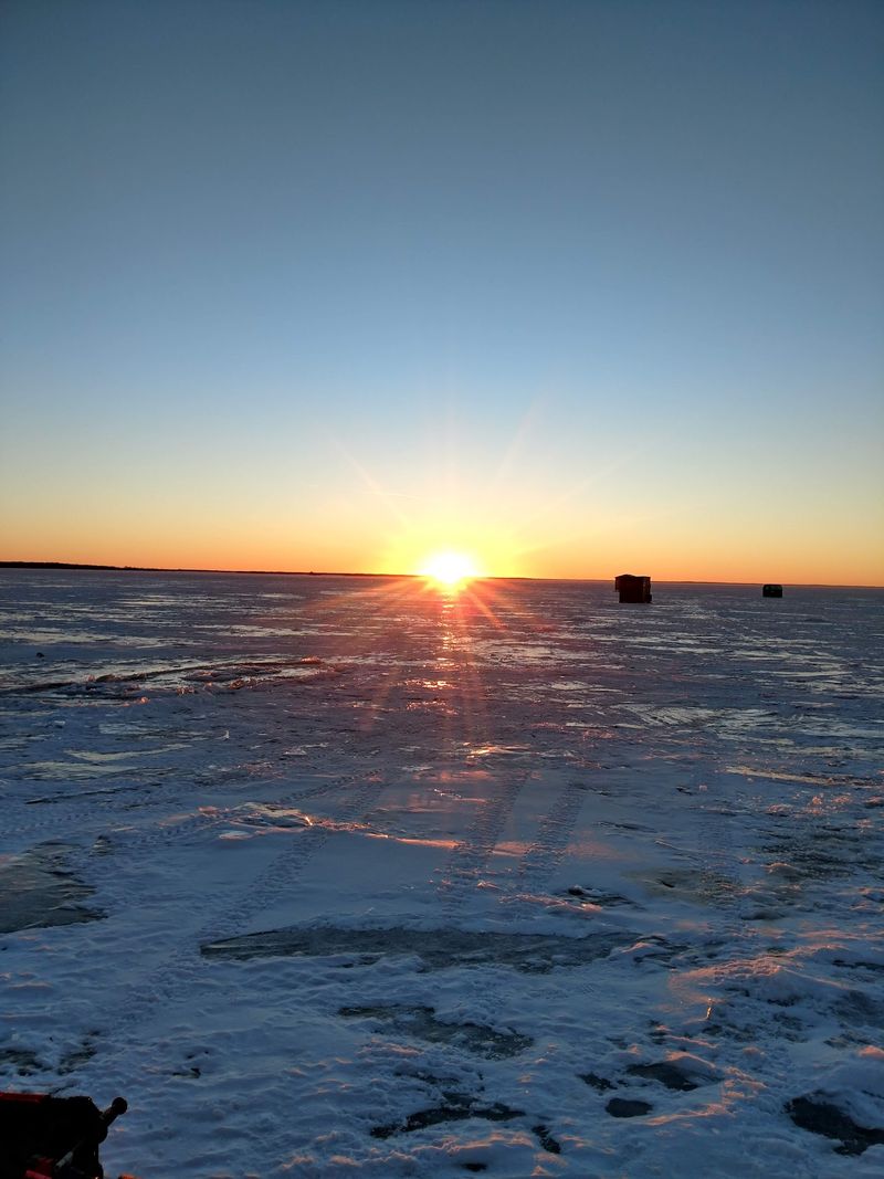 Winter Fishing On A Frozen Lake