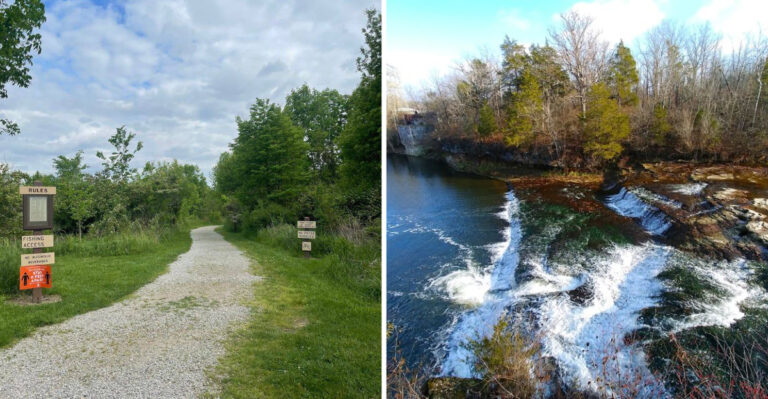 Hidden In Western Ohio, This Peaceful State Scenic River Area Leads An Easy Trail To A Waterfall With Twin Overlooks