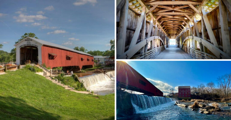 This Storybook Little Indiana Town Wraps A Covered Bridge, Old Mill, And Waterfall Into One Unforgettable Day Trip