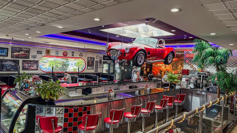 A Real Car Suspended Over The Counter