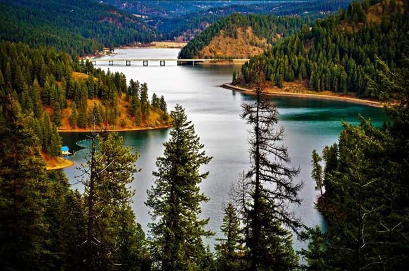 A Shoreline Shaped By Forested Hills