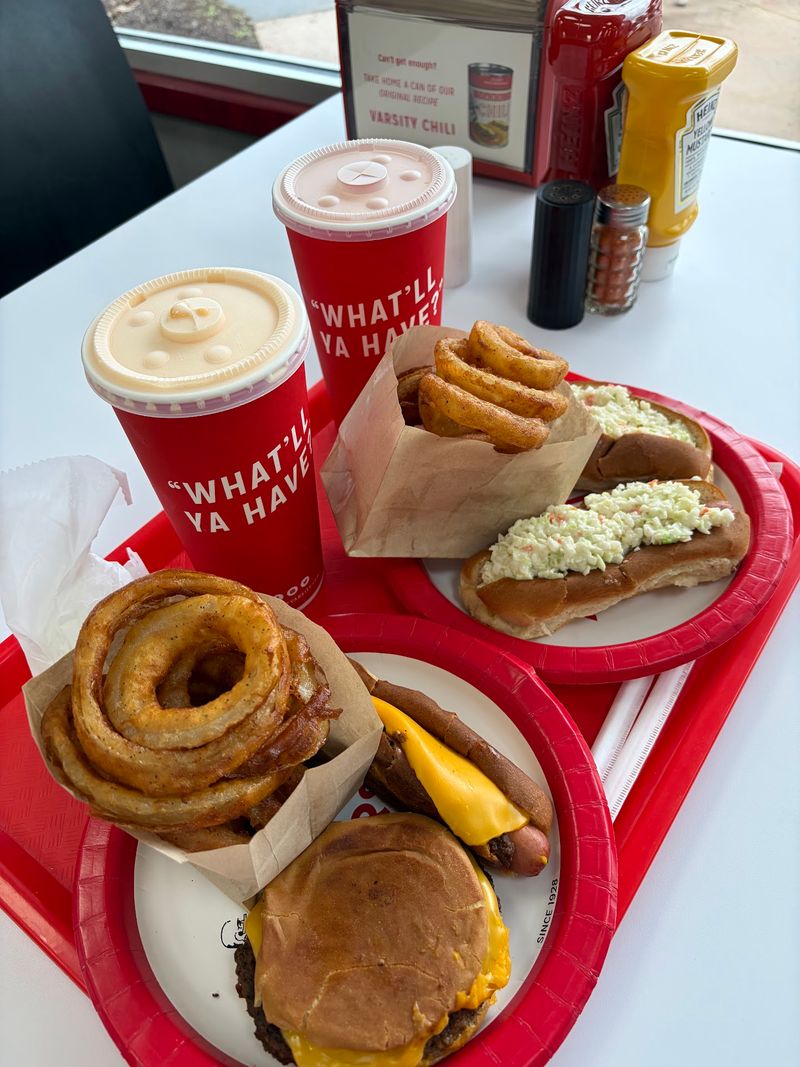 Burgers, Fries, And Fried Peach Pies