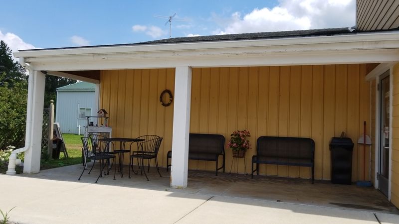 Patio Seating And Paws Welcome
