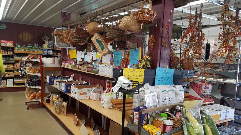 Shelves, Baskets, and Blooms at the Market