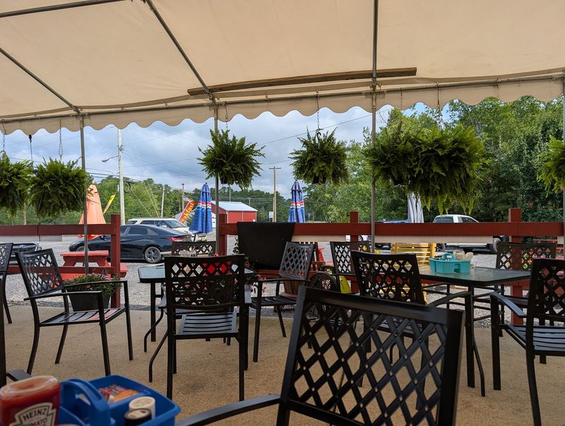 Snug Tables, Counter Stools, and a Covered Patio